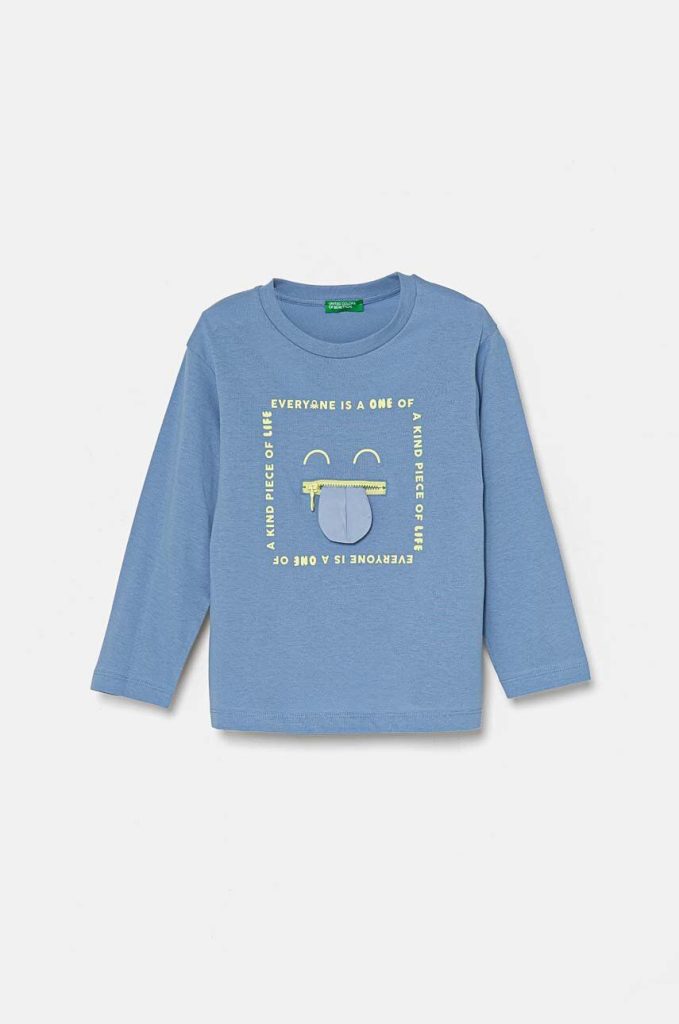 United Colors of Benetton longsleeve din bumbac pentru copii cu imprimeu