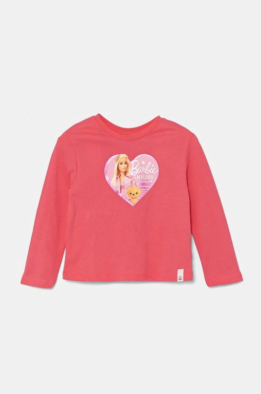 United Colors of Benetton longsleeve din bumbac pentru copii culoarea roz