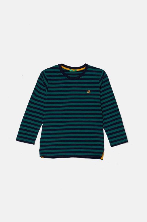 United Colors of Benetton longsleeve din bumbac pentru copii culoarea verde