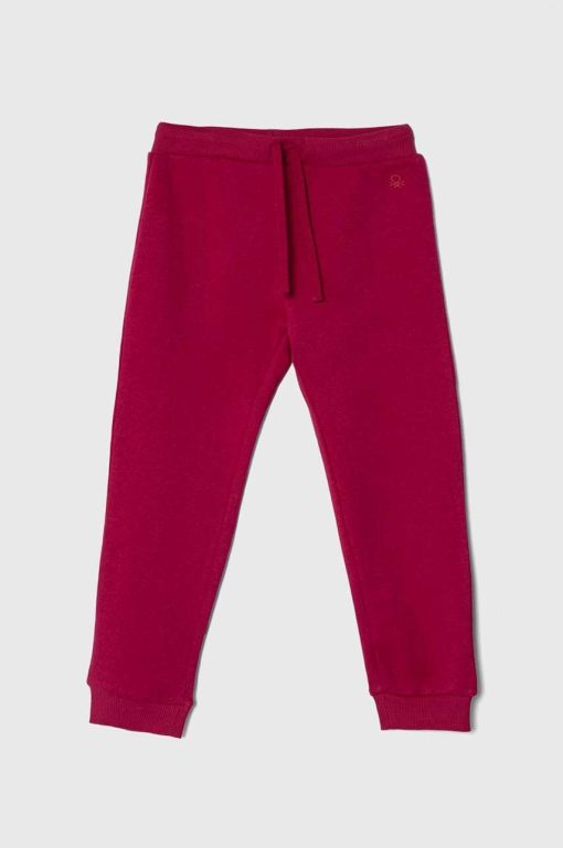 United Colors of Benetton pantaloni de trening pentru copii culoarea roz