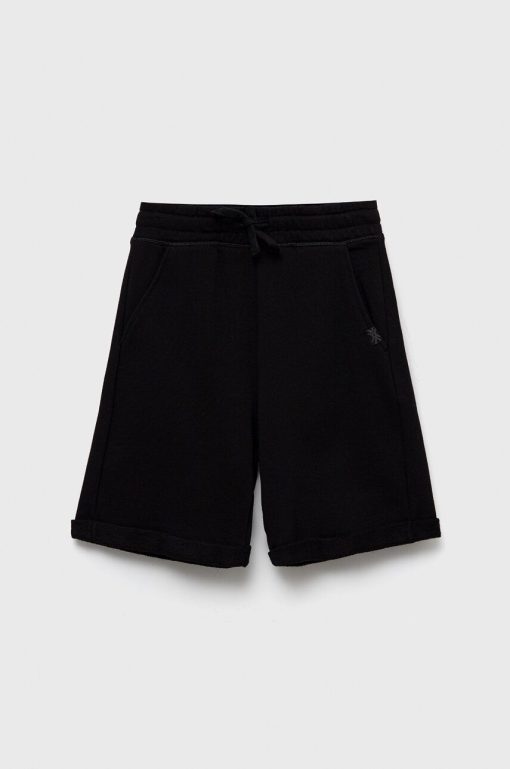 United Colors of Benetton pantaloni scurți din bumbac pentru copii culoarea negru