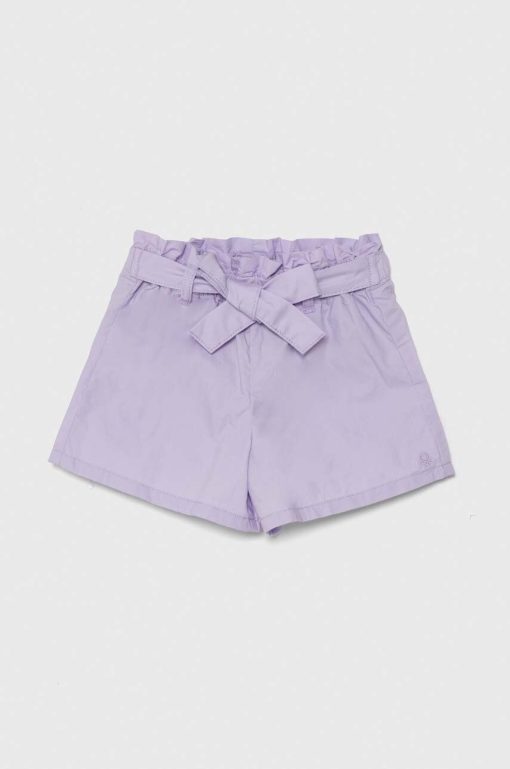 United Colors of Benetton pantaloni scurți din bumbac pentru copii culoarea violet