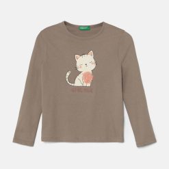 United Colors of Benetton tricou copii culoarea gri