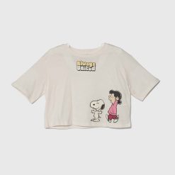 United Colors of Benetton tricou de bumbac pentru copii X Peanuts culoarea bej-Îmbrăcăminte