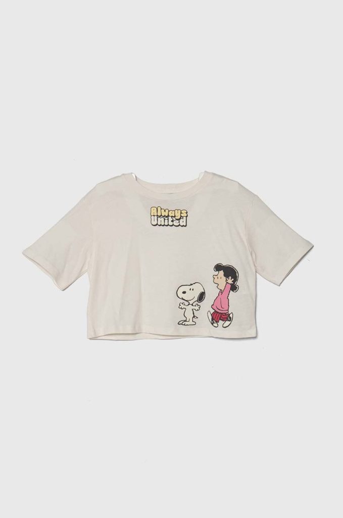 United Colors of Benetton tricou de bumbac pentru copii X Peanuts culoarea bej-Îmbrăcăminte