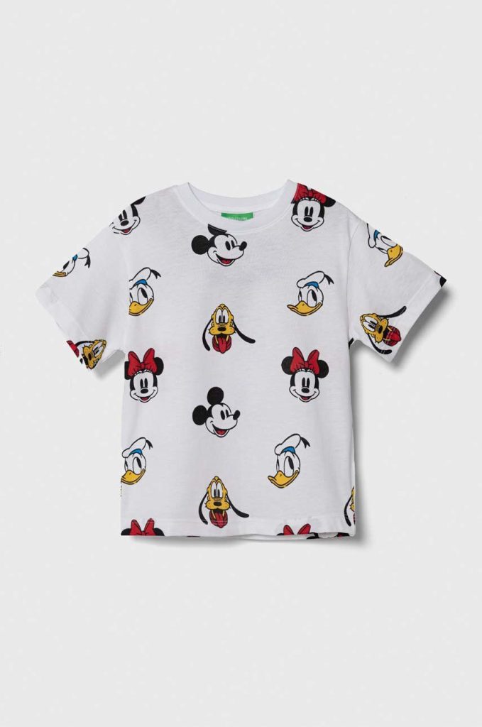 United Colors of Benetton tricou de bumbac pentru copii x Disney culoarea alb