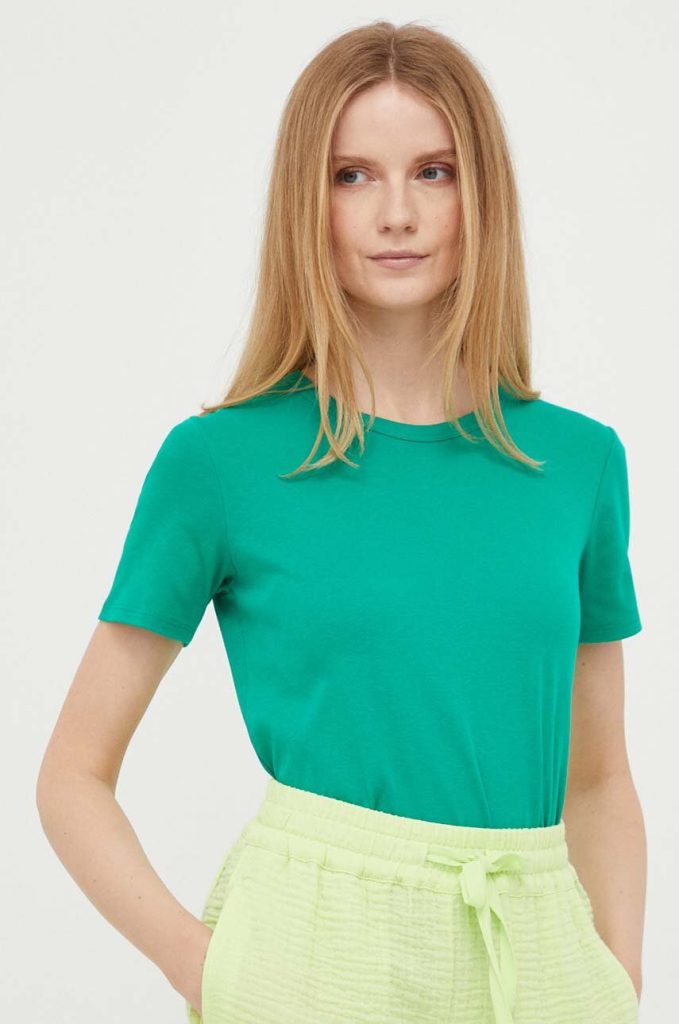 United Colors of Benetton tricou din bumbac culoarea verde-Tricouri