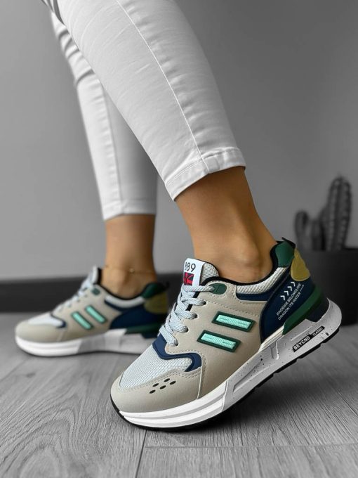 Adidasi dama casual bej cu verde K01 N6-2-Incaltaminte > Incaltaminte dama > Adidasi dama