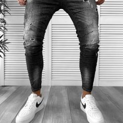 Blugi barbati conici negri 5802 B8-5-Blugi barbati