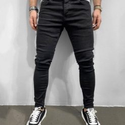 Blugi barbati conici negri B6113 D2-Blugi barbati