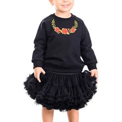 Bluza de trening din bumbac cu model floral si maneci raglan-FETE-IMBRACAMINTE/Bluze