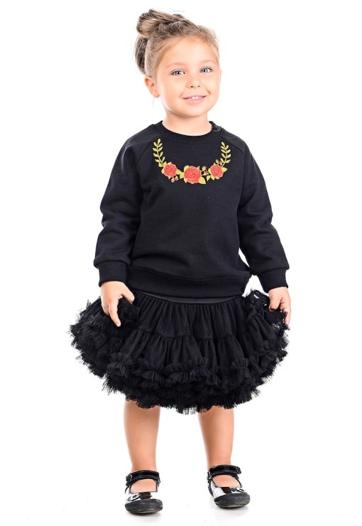 Bluza de trening din bumbac cu model floral si maneci raglan-FETE-IMBRACAMINTE/Bluze