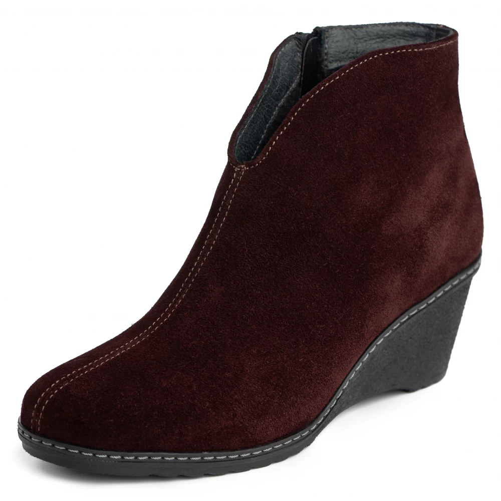 Botine piele 330 bordo velur-Ghete si botine-Ghete si botine