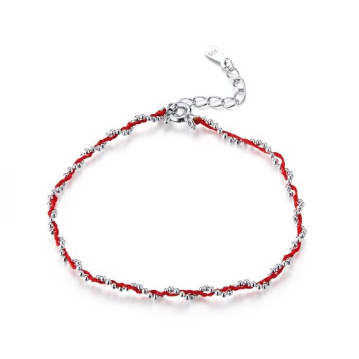 Bratara din argint cu snur Red Beads-Bratari >> Bratari din argint