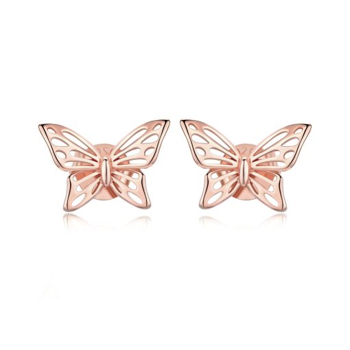 Cercei din argint Beautiful Butterfly Rose Gold-Cercei