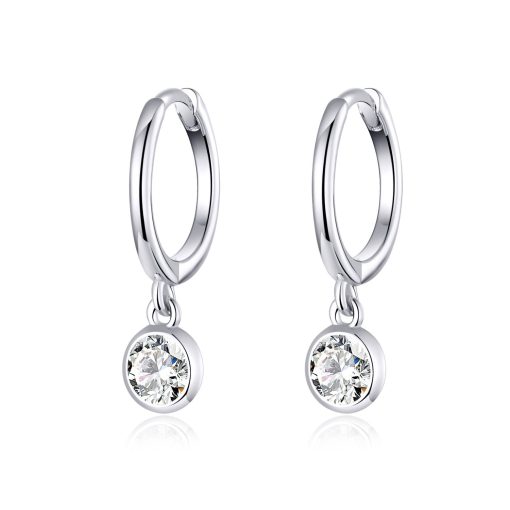 Cercei din argint Crystal Pendant Hoops-Cercei