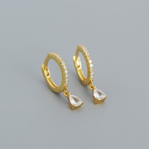 Cercei din argint Golden Studded Hoops-Cercei >> Cercei din argint