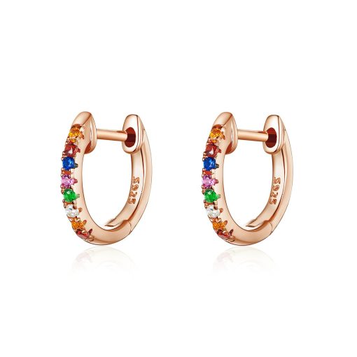 Cercei din argint Moon Look Rainbow Rose Gold-Cercei