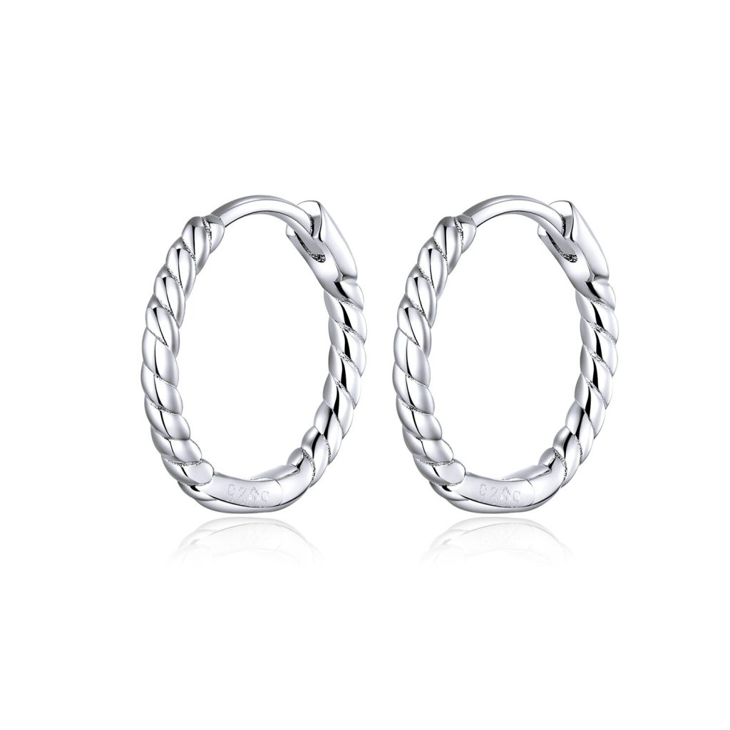 Cercei din argint Swirl Small Hoops-Cercei