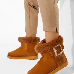 Cizme scurte dama camel Noranda V2-Cizme fara toc-Cizme tip UGG