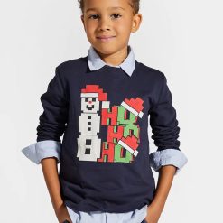Coccodrillo longsleeve din bumbac pentru copii culoarea albastru marin