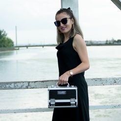 Geanta Manichiura din Aluminiu cu Oglinda Black Pattern LUXORISE 2