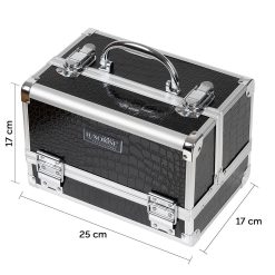 Geanta Manichiura din Aluminiu cu Oglinda Black Pattern LUXORISE 6