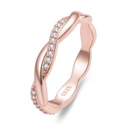 Inel din argint Rose Gold Twisted Rope-Inele >> Inele din argint