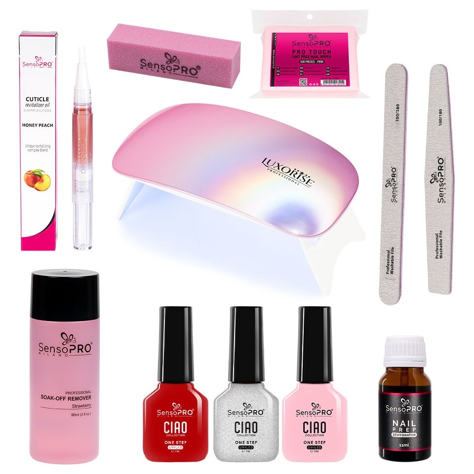 Kit Oja Semipermanenta SensoPRO Milano One Step 7ml cu Lampa UV Pink Power-Kit Unghii > Kit Oja Semipermanenta