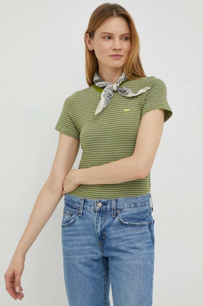 Levi's tricou din bumbac culoarea verde-Tricouri