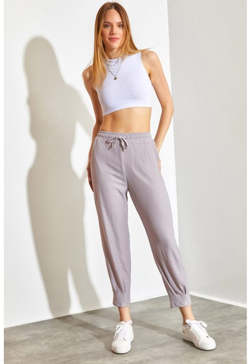 Pantaloni de trening crop cu talie inalta-FEMEI-IMBRACAMINTE/Pantaloni si colanti