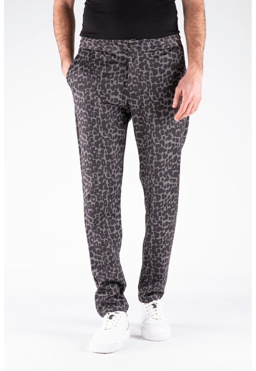 Pantaloni drepti cu animal print-BARBATI-IMBRACAMINTE/Pantaloni si colanti