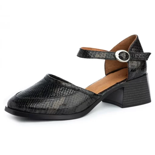 Pantofi piele naturala 400 negru-croco-Pantofi-Pantofi