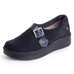 Pantofi piele velur 9016 blu-Pantofi-Pantofi