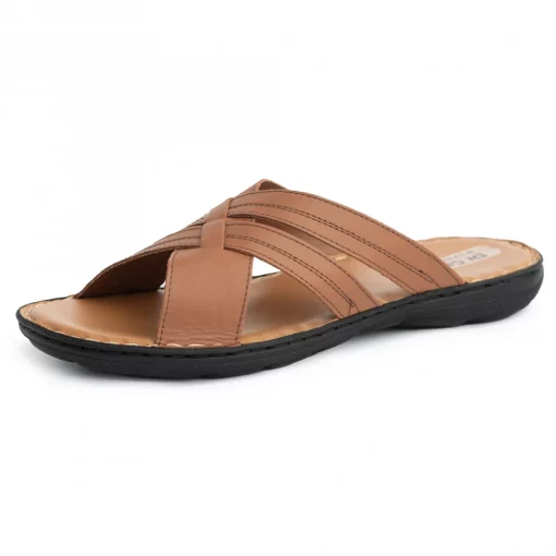 Papuci din piele naturala 8201 camel-Pantofi barbati-Pantofi barbati