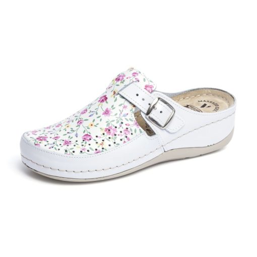 Saboti piele 182 Floral perforat-Saboti dama-Saboti dama