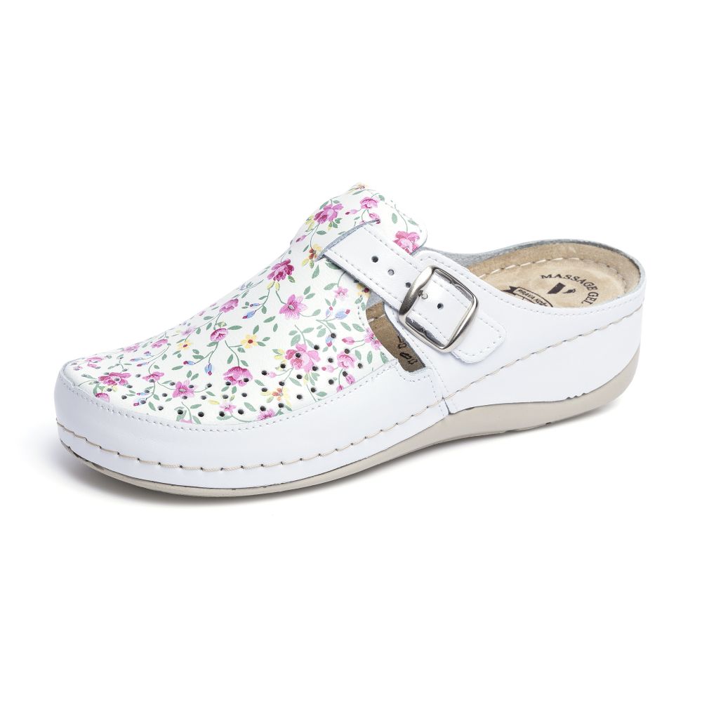 Saboti piele 182 Floral perforat-Saboti dama-Saboti dama