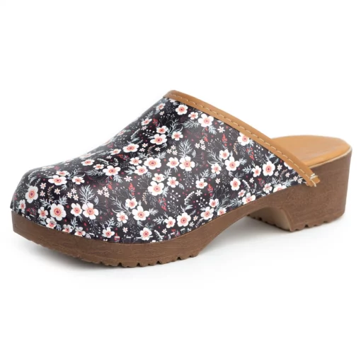 Saboti piele naturala Clogs floral-Saboti dama-Saboti dama