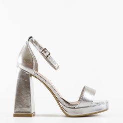 Sandale cu toc Abiola Argintii 3