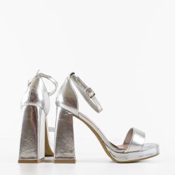 Sandale cu toc Abiola Argintii 4
