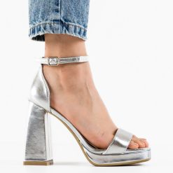Sandale cu toc Abiola Argintii 5