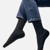 Sosete bumbac organic negre cu dungi gri Kabak Grey Stripes-FEMEI