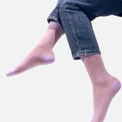 Sosete bumbac organic violet cu dungi Kabak Lilac-FEMEI