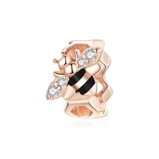 Talisman din argint Rose Gold Small Bee-Talismane