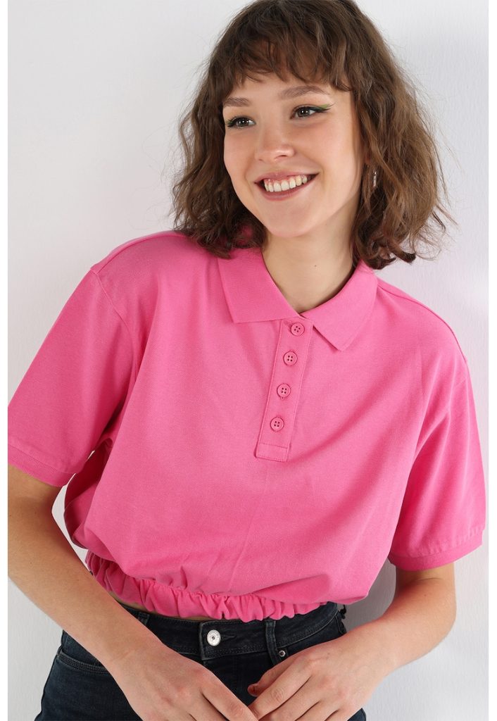 Tricou crop polo-FEMEI-IMBRACAMINTE/Tricouri si maiouri