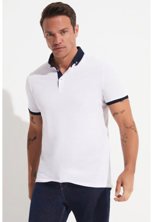 Tricou polo slim fit de bumbac-BARBATI-IMBRACAMINTE/Tricouri si maiouri