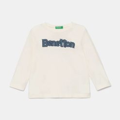 United Colors of Benetton longsleeve din bumbac pentru copii culoarea bej