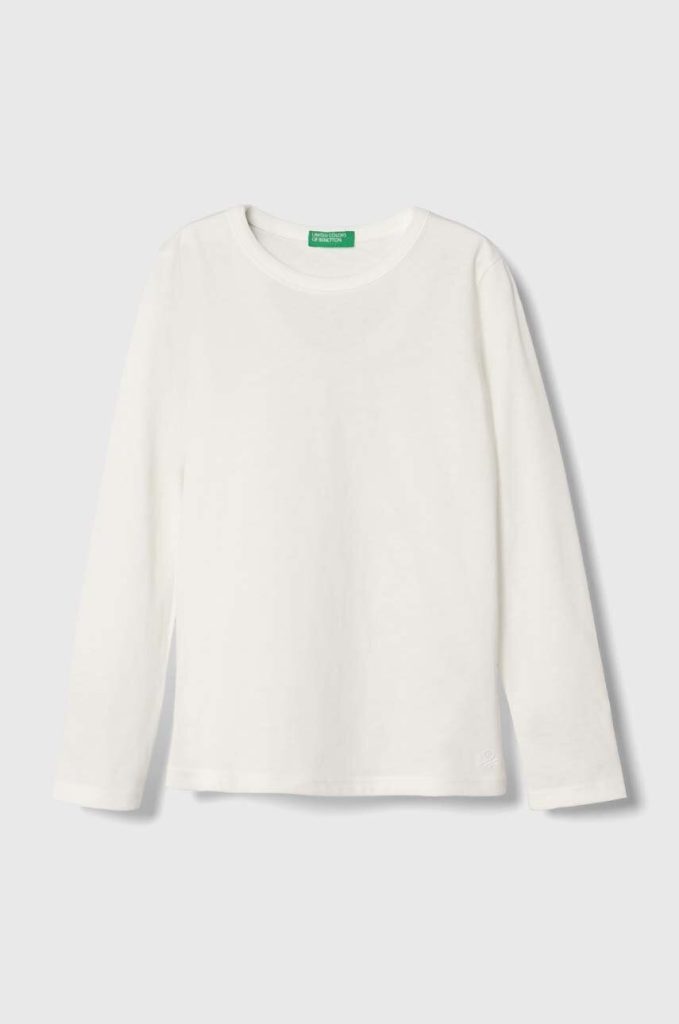 United Colors of Benetton longsleeve din bumbac pentru copii culoarea bej