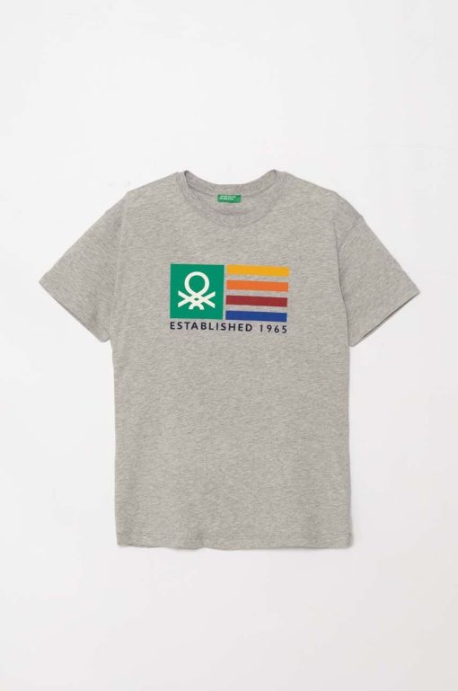 United Colors of Benetton tricou de bumbac pentru copii culoarea gri