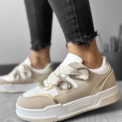Adidasi dama casual bej 6455 N8-4-Incaltaminte > Incaltaminte dama > Adidasi dama